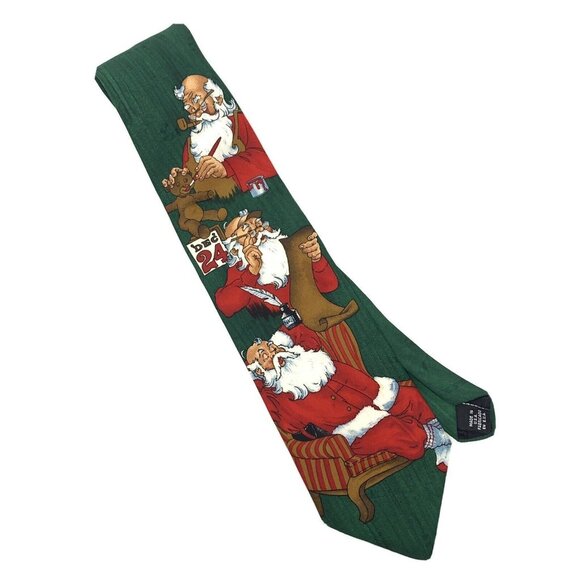 Christmas Hallmark Tie Santa Claus Holiday Novelty Necktie SpecialTies 56" Green - Picture 1 of 8